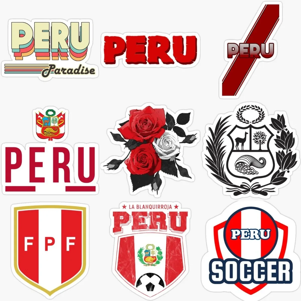 

PE Peru Flag National Emblem PVC Sticker for Car Window Laptop Truck Camper Van Bicycle Wall Decal Accessories Customizable
