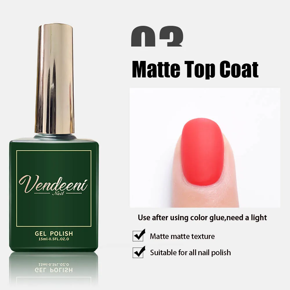 Vendeeni 15ml UV-Nagelkunst-Funktionsgel Nagellack Top Base Coat Matt Diamant Top Coat Verstärktes Gel Blossom Gel Folien-Gel – Detail 8