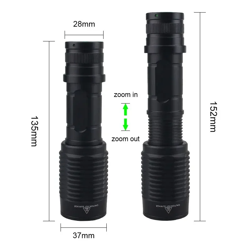 LED Tactical Hunting Flashlight Torch White/Red/Green Flashlight Waterproof Outdoor Lighting with Switch USB Rechargeable Lamp