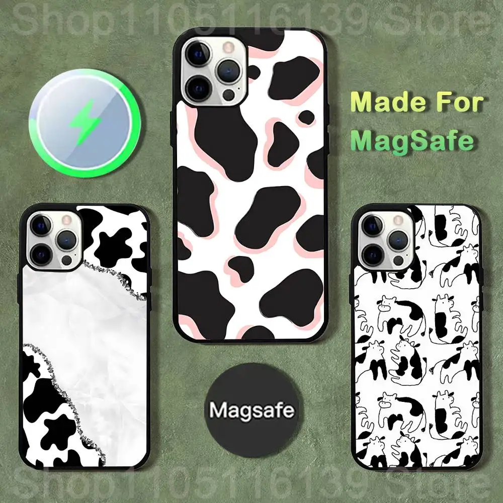 

Black white cow print Phone Case For iPhone 17,16,15,14,13,12,11,Pro,Max,Plus,Mini,SE4,E Magnetic Magsafe Wireless Charging