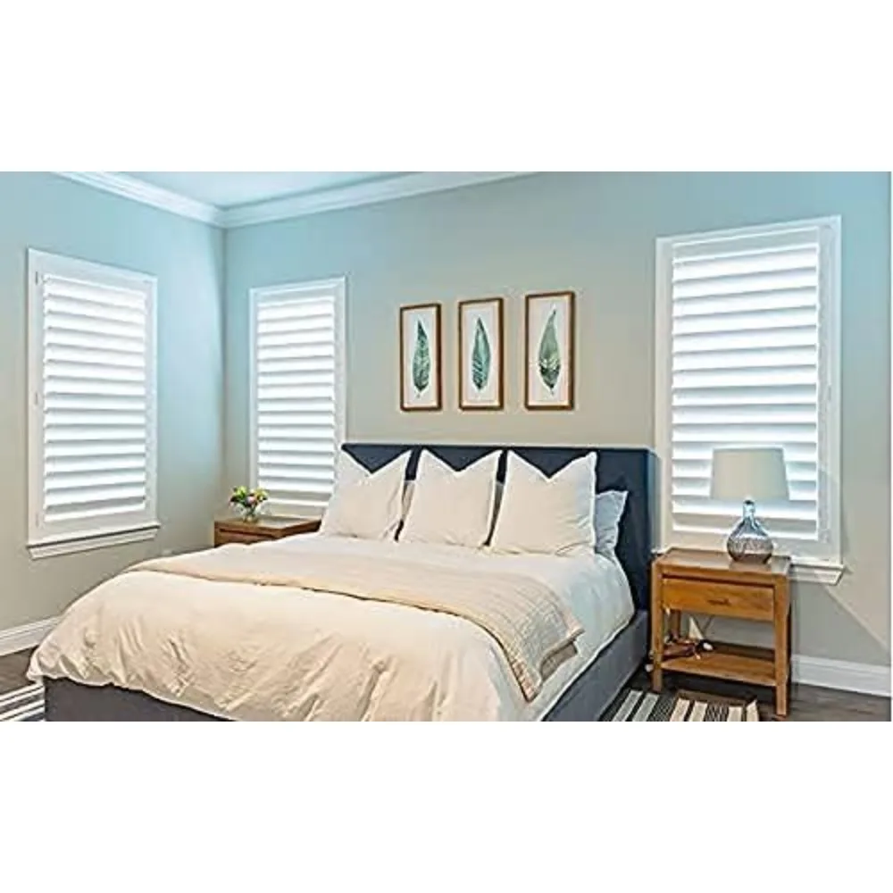 Plantation Shutters –Custom Made Window Blinds – No Front Tilt Rod - Easy DIY Installation – Interior Plantation Shutters