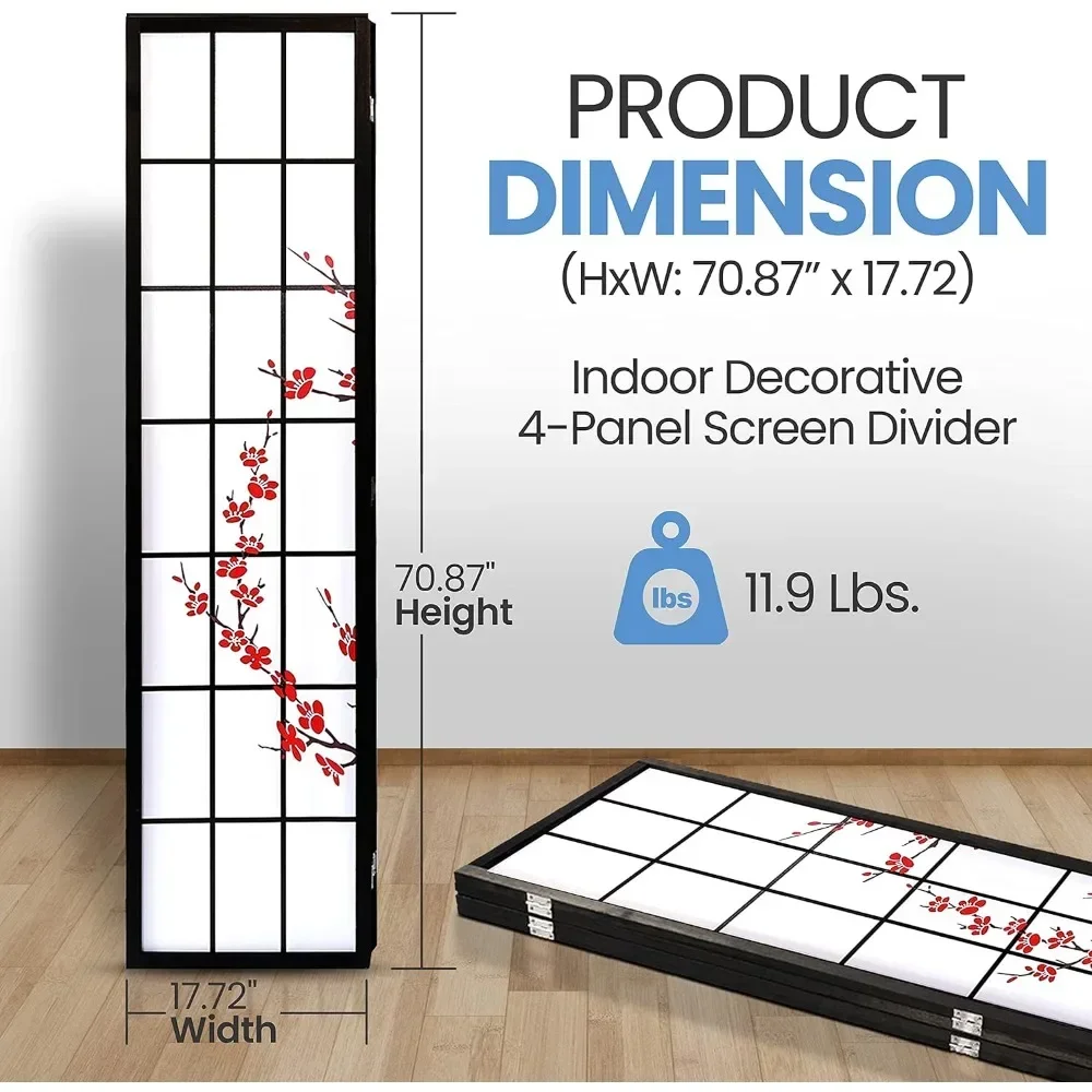 Divisor de tela divisória para escritório, elegante Plum Blossom Design, partição Soundproof Booth, movendo Dressing Area, Folding Privacy