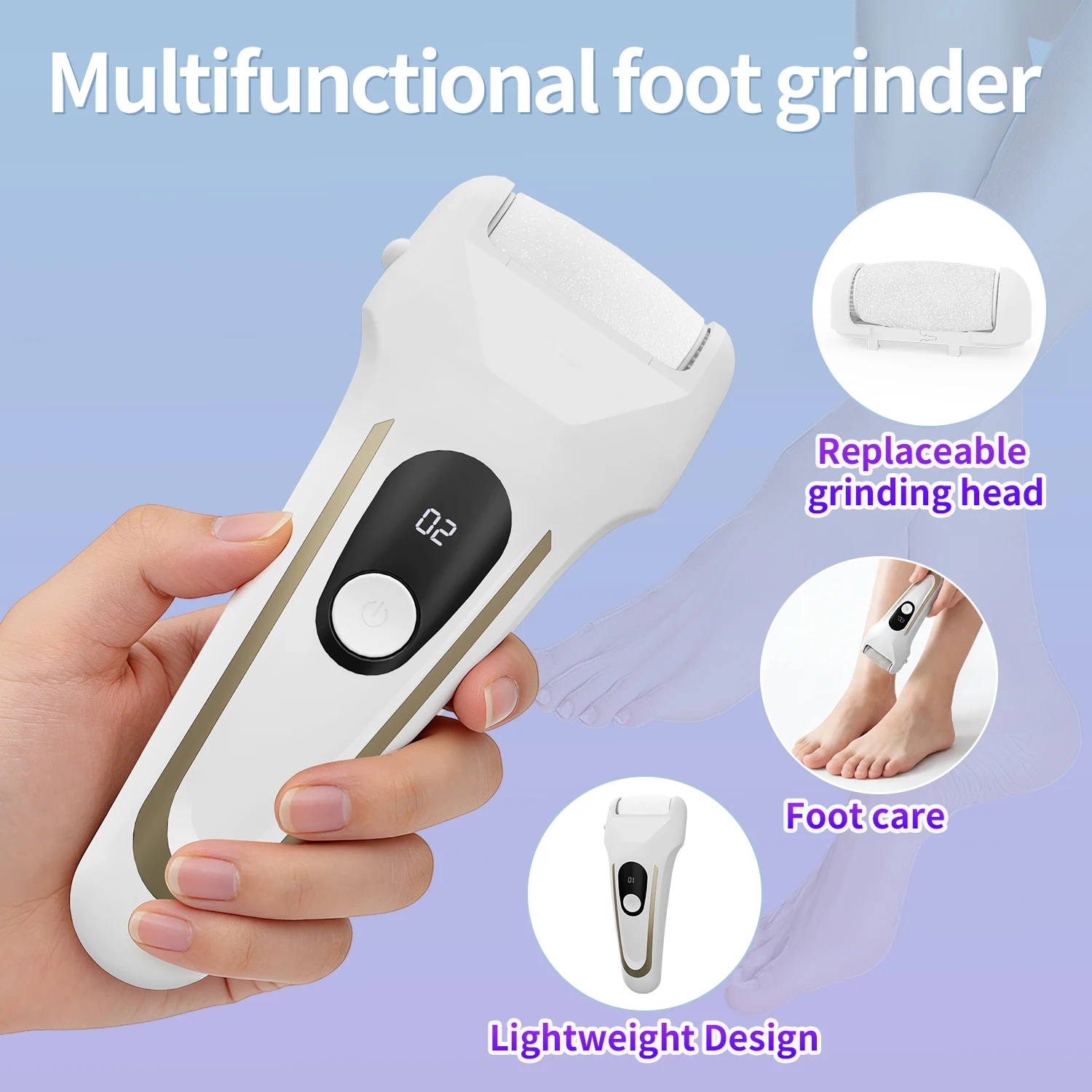 

Портативная электрическая шлифовальная машинка для ног, отшелушивающий аппарат с регулируемой скоростью для профессионального ухода за сухой потрескавшейся кожей, USB