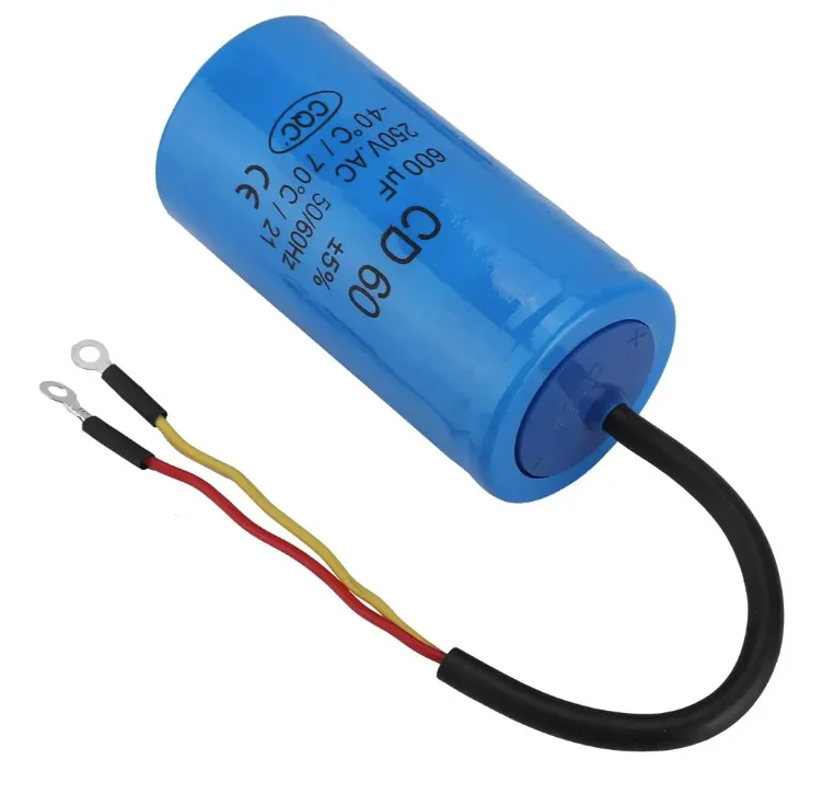 CD60 Run Capacitor with Wire Lead 250V AC 600uF 50/60Hz for Motor Run Capacitor