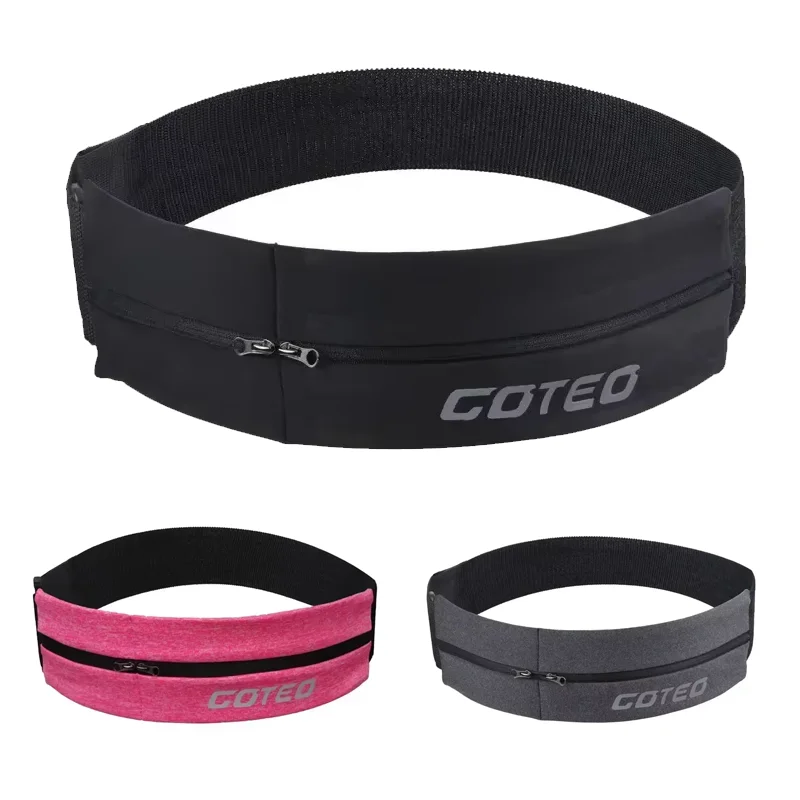 

Светоотражающий эластичный пояс, спортивная сумка, двойной карман на молнии, поясной ремень для бега, тренажерного зала, йоги, поясной кошелек для телефона, сумка-кошелек