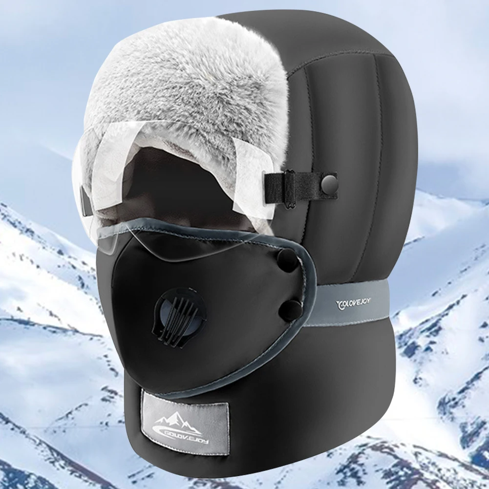 Warm Winter Skiing Hat with Goggles and Detachable Face Mask for Ultimate Outdoor Protection and Comfort