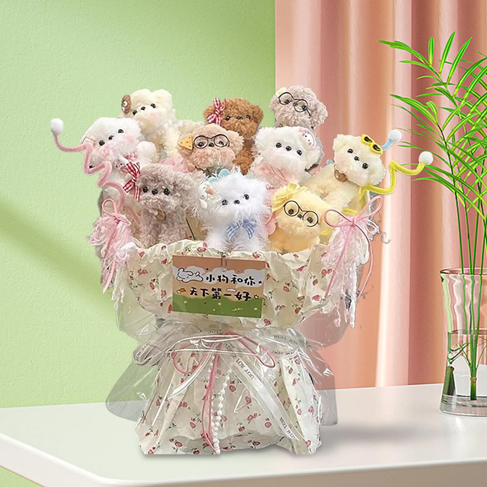 Leuke Hond Boeket DIY Decoratie Kunst Crafting Draagbare Pop Bloemboeket voor Vrouwen Mannen Feestartikelen Moeder Verjaardag Jubileum