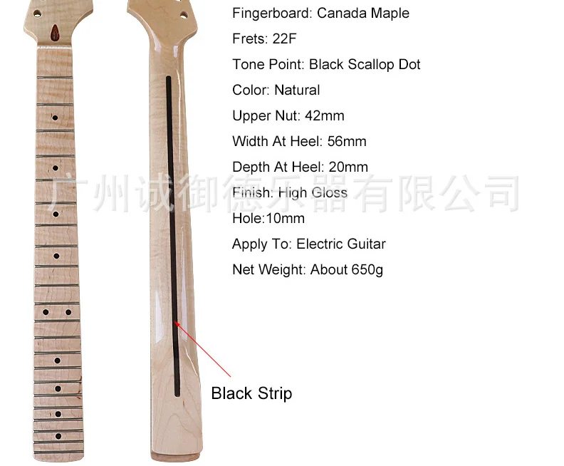 Manico per chitarra elettrica modello tigre a 22 tasti con manico in acero colore naturale brillante assemblaggio accessori per chitarra fai da te
