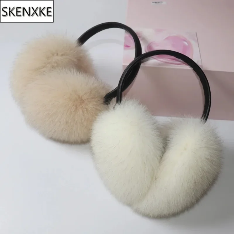 Hot Sale Winter Women Luxury Real Fox Fur Earmuffs Natural Warm Fox Fur Earmuff Cute Oversized Fluffy Genuine Fox Fur Earmuffs