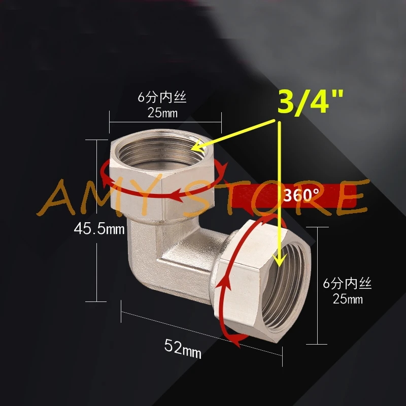 

DN15 1/2"x1/2" DN20 3/4"x3/4" BSP Female x Female Swivel x Swivel Brass/Nickel Plated Elbow Water Pipe Fitting Connection