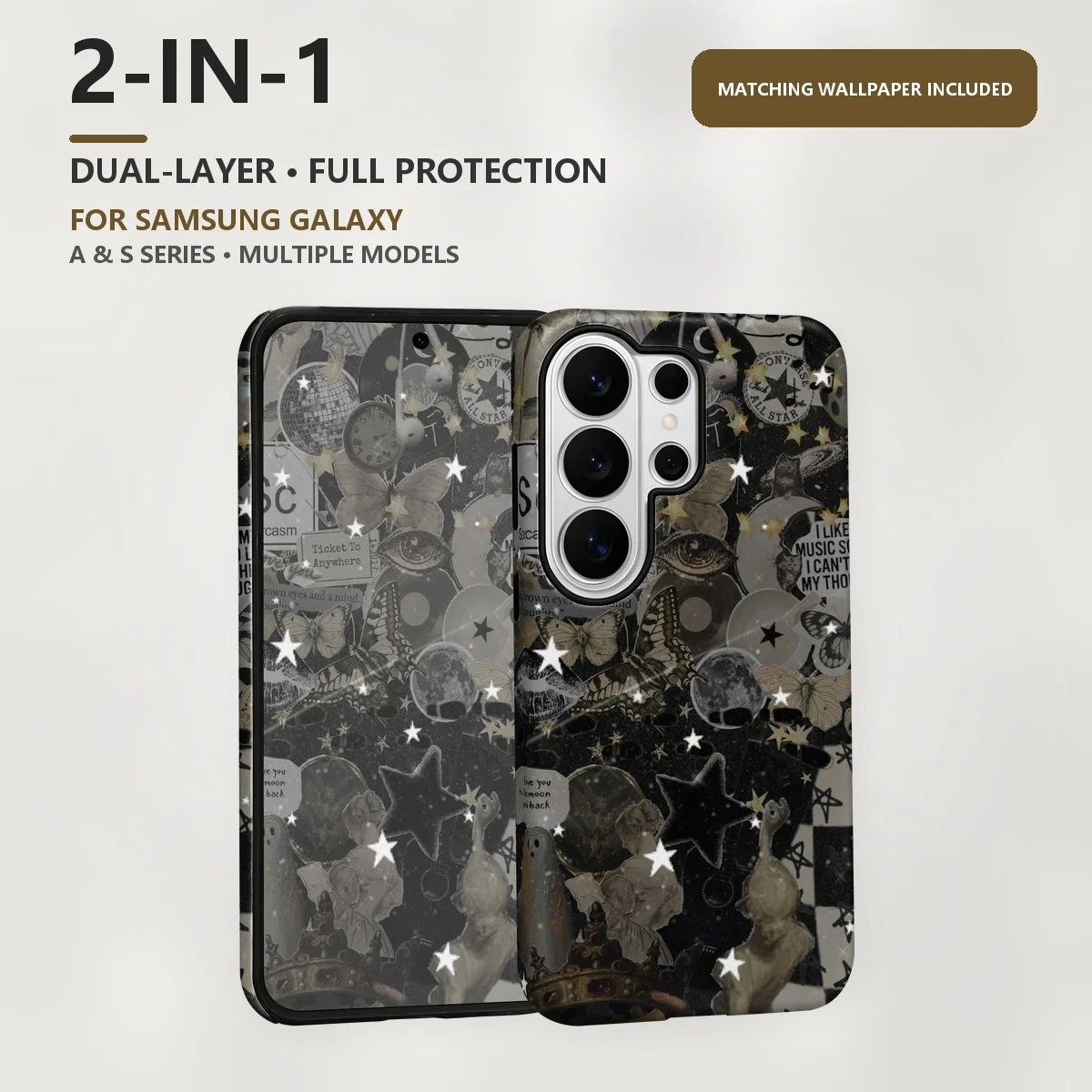 Gothic Collage Aesthetic 2-in-1 Dual-Layer Phone Case for Samsung Galaxy S26 S25 S24 Plus Ultra FE S20 FE A56 A17 A16 A15