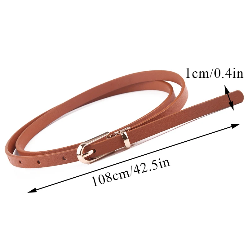 Women's Belt Minimalist Trendy Thin Belt Casual Metal Pin Buckle Waist Belt Dress Jeans Lady Waistband Pu Leather Female Strap