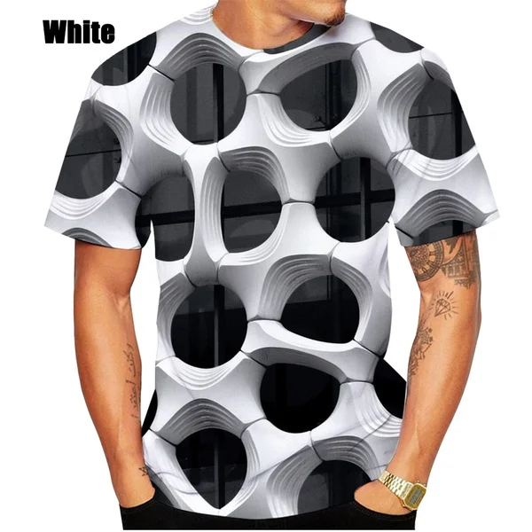 2023 Men\'s Printed 3D Geometric Pattern Digital Printing Casual Fashion Short Sleeve T-shirt