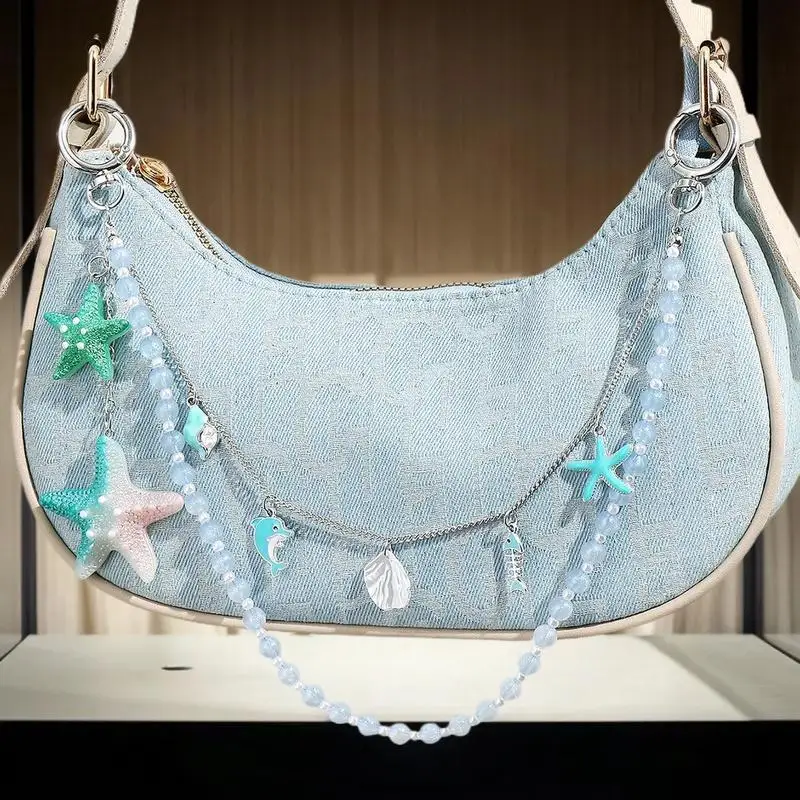 Catena per borsa con perline in stile marino blu per donna Regali creativi alla moda per accessori decorativi con ciondolo per borsa carina