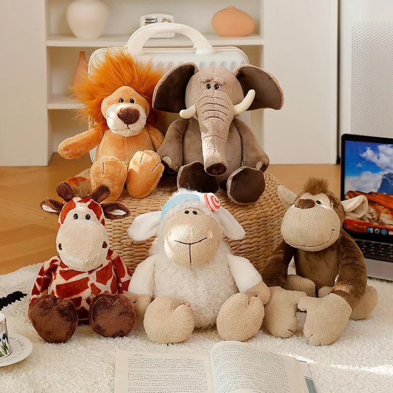 

30cm Cross-border Forest Animal Plush Toys: Long-legged Lion, Tiger, Monkey, Elephant, Doll, Baby, Birthday Gifts