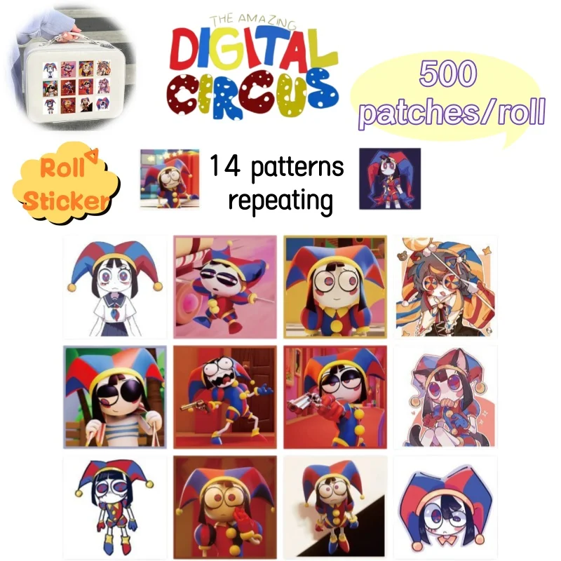 Popular Magical Number Circus Anime Pamni Cartoon Roll Stickers, Trending Cute Accessories for Journals and Phone Decoration