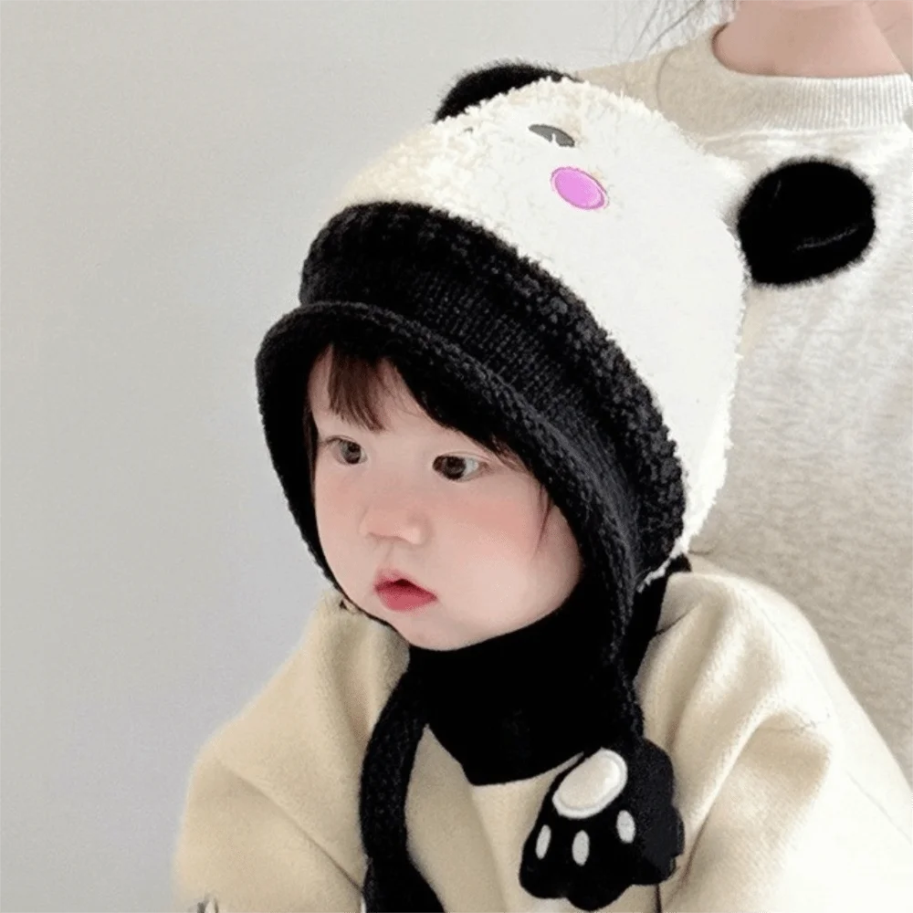 

Soft Cartoon Baby Plush Hat Bear Pig Knitted Hat Korean Style Keep Warm Ear Protection Hat Outdoor