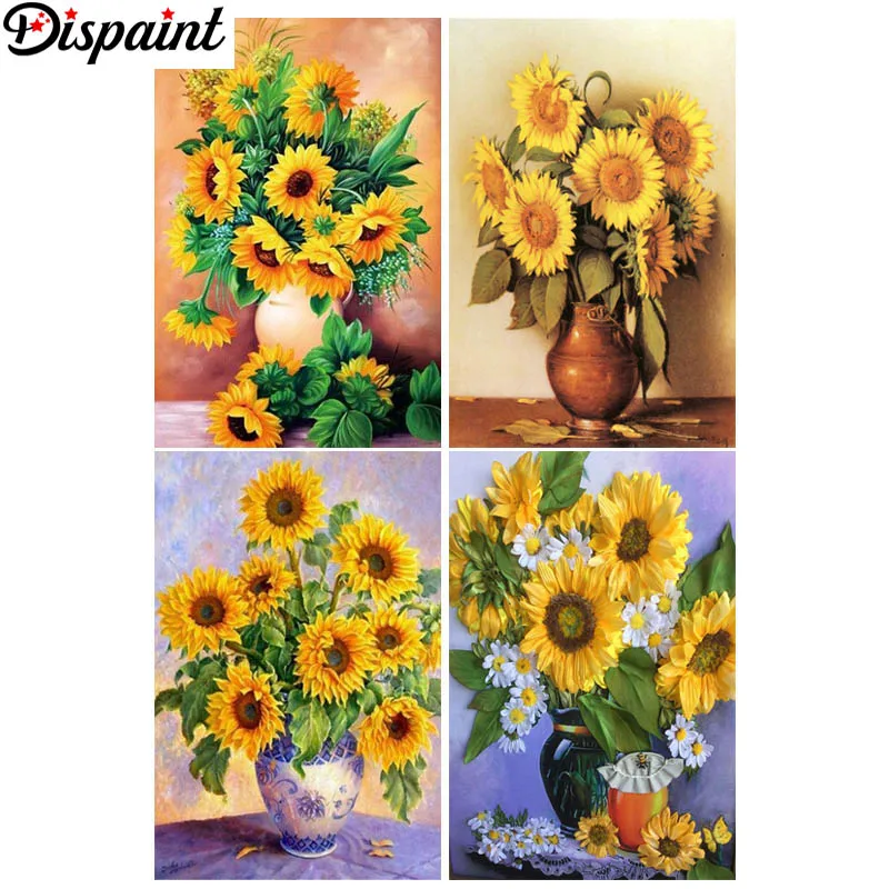 

Dispaint Full Square/Round Drill 5D DIY Diamond Painting "Sunflower flower scenery"3D Embroidery Cross Stitch 5D Home Decor Gift