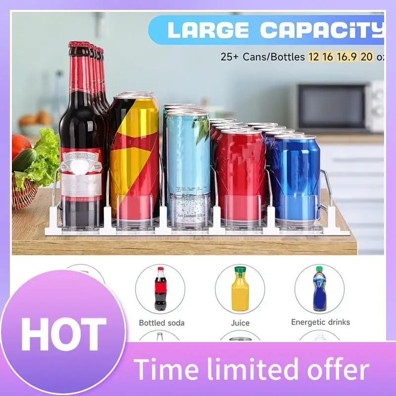

Drink Organizer For Fridge, Self-Sliding Soda Can Dispenser For Refrigerator And Adjustable Width Reusable Durable Easy To Use