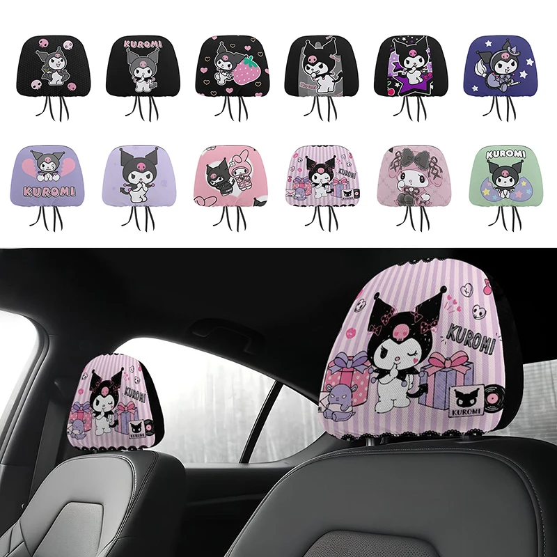 Kawaii Genuine Sanrio Car Seat Headrest Cover Hello Kitty New Mesh Anti-Dirty Headrest Cover Cute Anime Car Accessories Gift