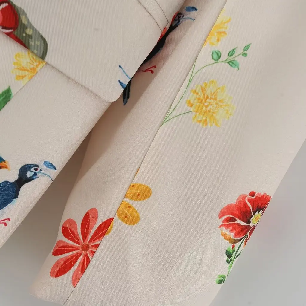 Dames bedrukt los colbert met enkele rij knopen Herfstmode Elegant stedelijk casual Europese en Amerikaanse stijl