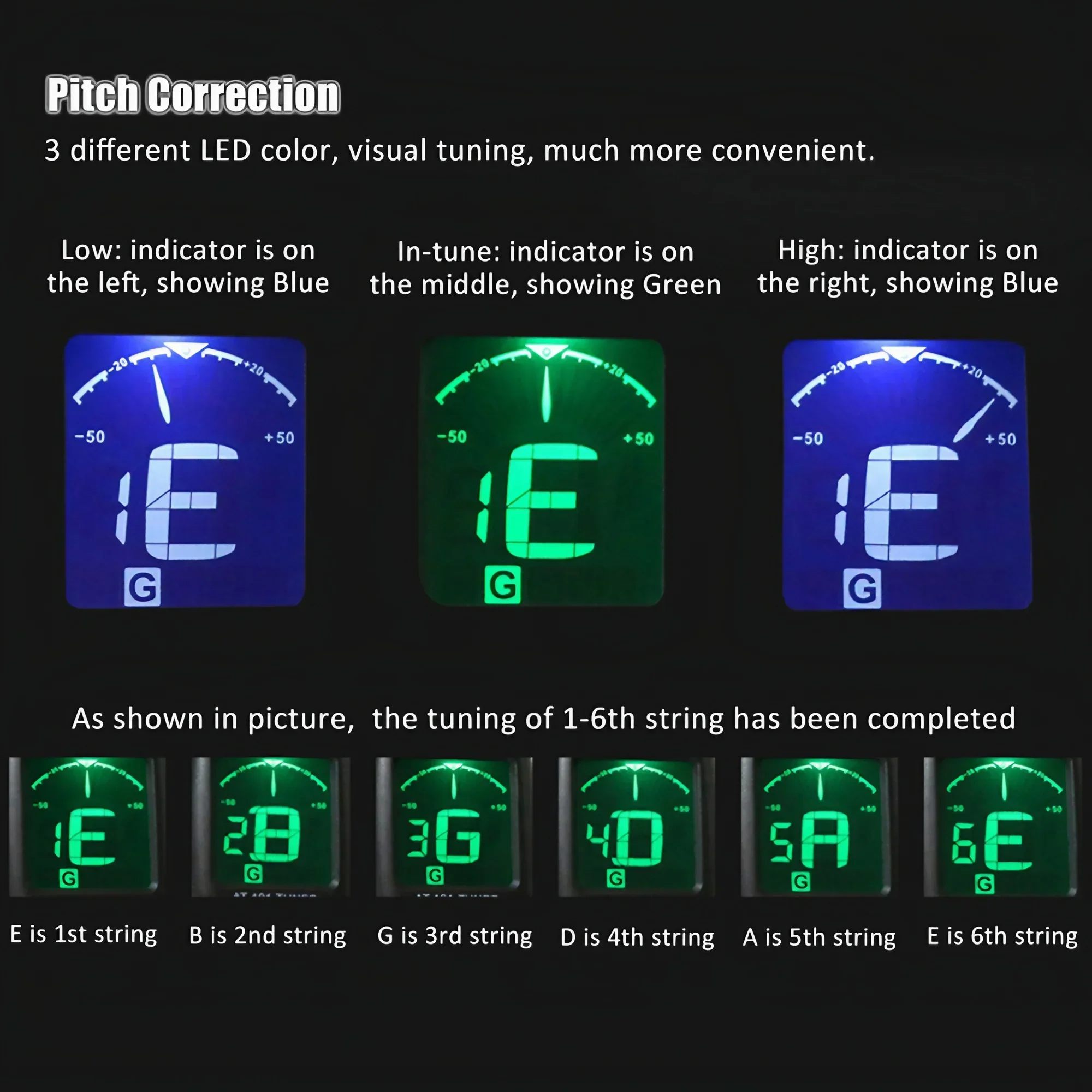 Digital Acoustic Guitar Tuner Clip Rotatable LCD Display Chromatic Bass Ukulele Guitar Tuner