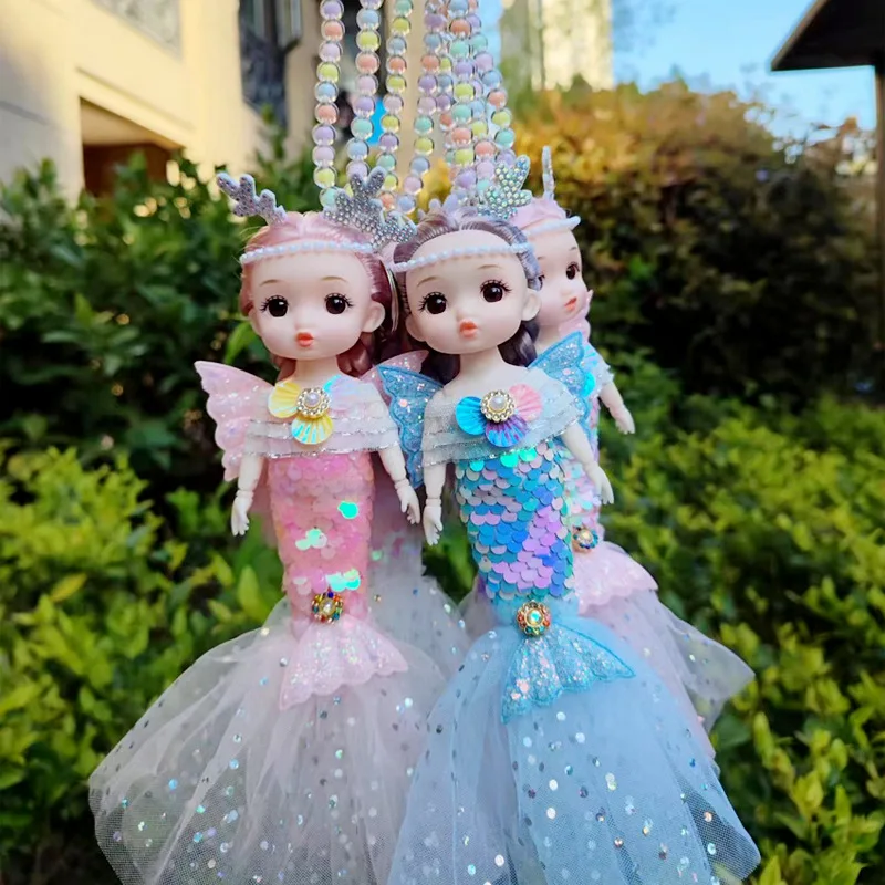 New Princess Doll Mermaid Sequin Doll Chinese Dress Doll Necklace Girls Play House Toys Joints Movable Kids Pearl Necklace Toys