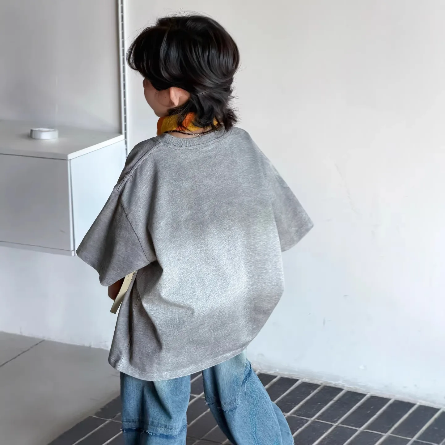 Boys T Shirt 22026 Spring and Summer New Children's Clothing Korean Style Boys and Girls Foreign Style Print Spray Dirty T Shirt