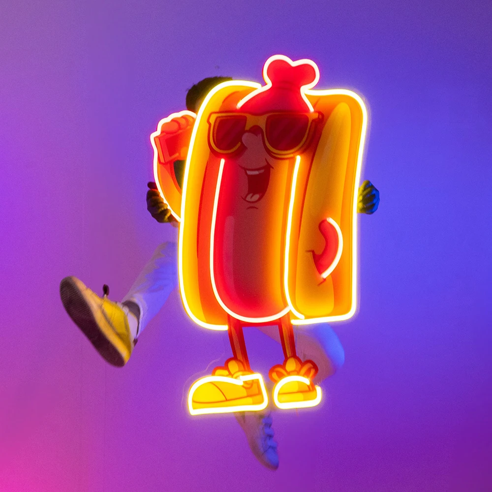 Chili Cheese Dog LED Neon Sign Light for Restaurant Kitchen Window Hang Business Neon Sign Fast Food Shop Wall Decor Neon Light