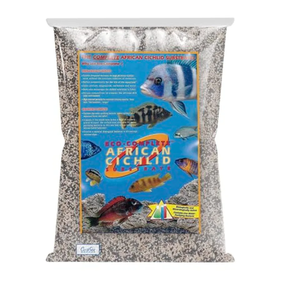 

Eco-Complete African Cichlid Substrate 20 lb Live Sand for Aquariums Supports High pH, Buffers Water for Life Ideal for African