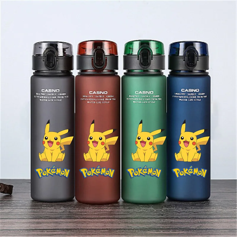 560ml Kinderen Pokemon Anime Cartoon Pikachu Matte Sport Plastic Beker voor Mannen en Vrouwen Creatieve Draagbare Student Waterfles C