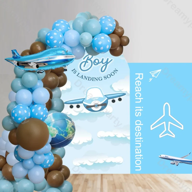 103 Globos con Temática del Viaje alrededor del Mundo, Arco de Globos Azul Caramelo, Decoración para Fiestas de Cumpleaños Infantiles y Baby Shower
