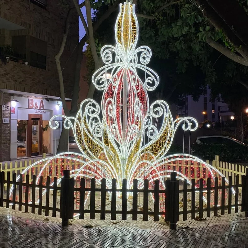 Custom. wire frame 3D street LED Fountain motif light