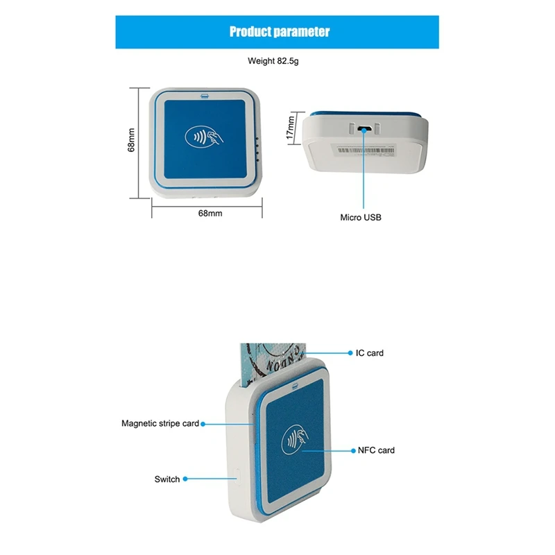 VISA Master Credit Card Chip Reader Writer Bank Transaction Bluetooth Mpos With EMV PCI POS Terminal (I9)