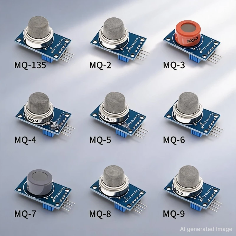 MQ-2 MQ-3 MQ-4 MQ-5 MQ-6 MQ-7 MQ-8 MQ-9 MQ-135 Rauch-, Methan- und Flüssiggas-Sensormodul für Arduino Starter DIY Kit 2028