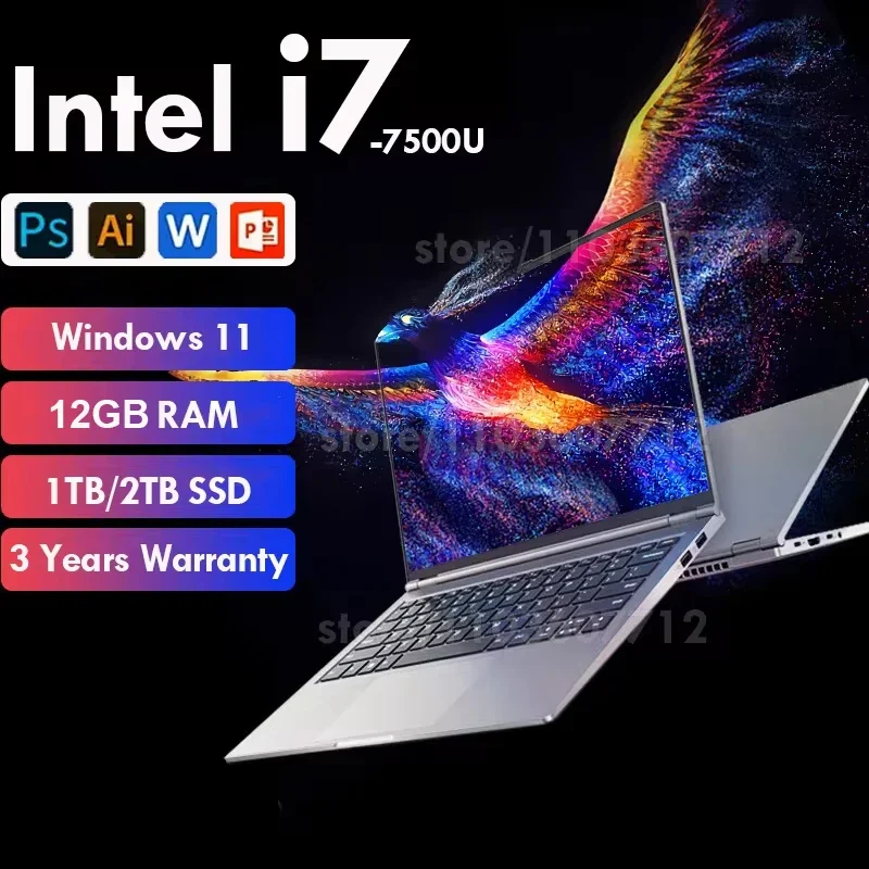 【5-year warranty】2025 New Portable Windows 11 i7 Laptop Computer PC Intel Core i7-7500U 14.1\