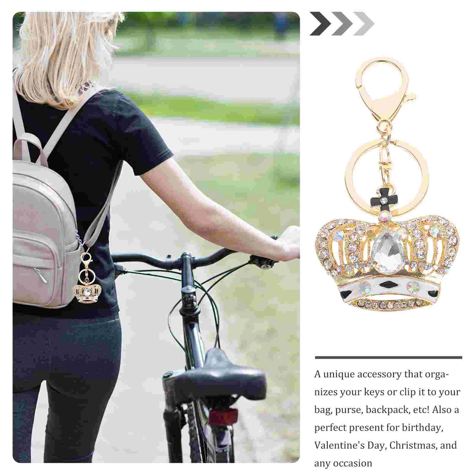 Crown Keychain Ring Holder Girly Keychains for Women Keyring Bling Purse Charms Handbags Fashion