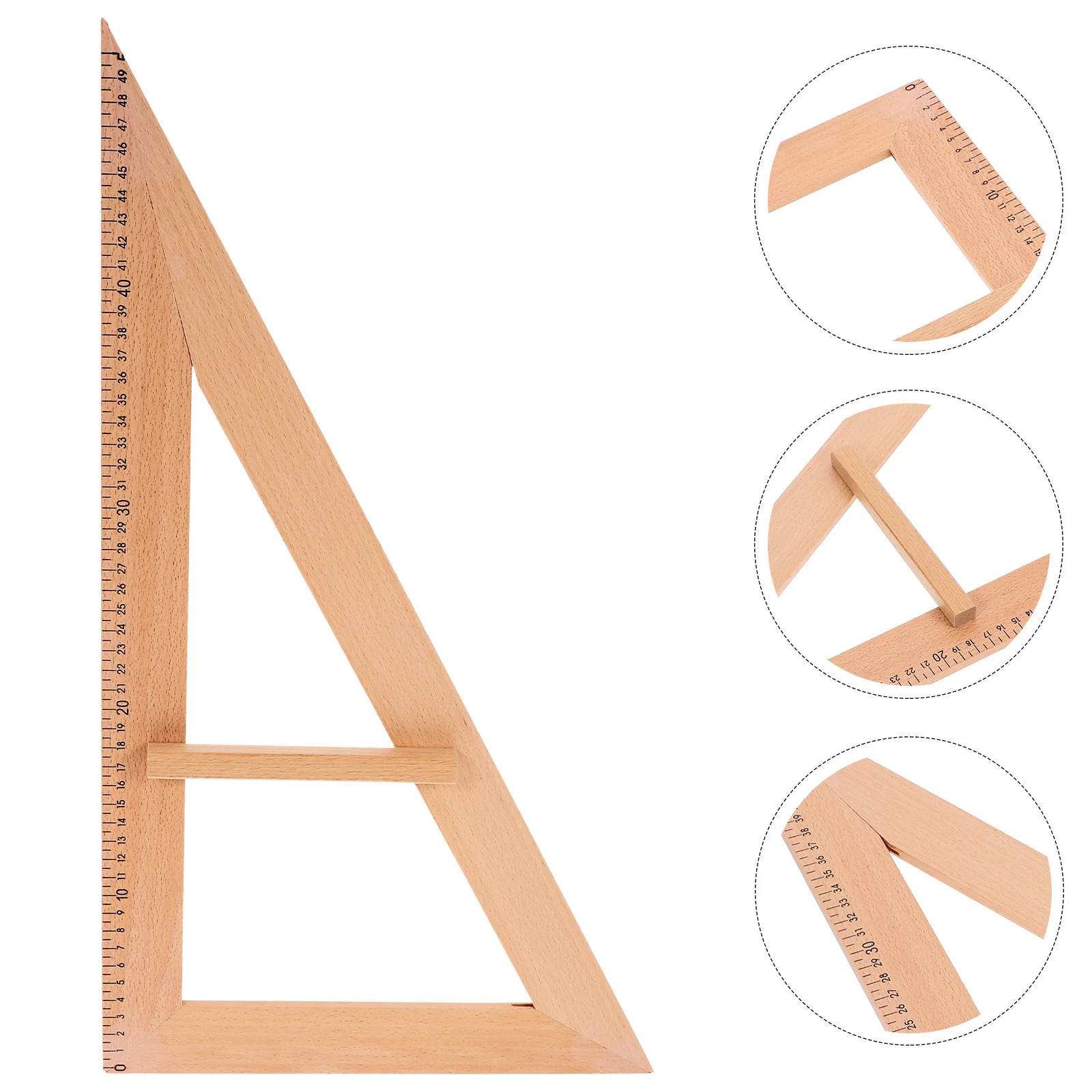 1pc Large-Scale Wooden Triangle Ruler For Teachers Measuring Instrument Classroom Teaching Aids Geometry Drawing Tool