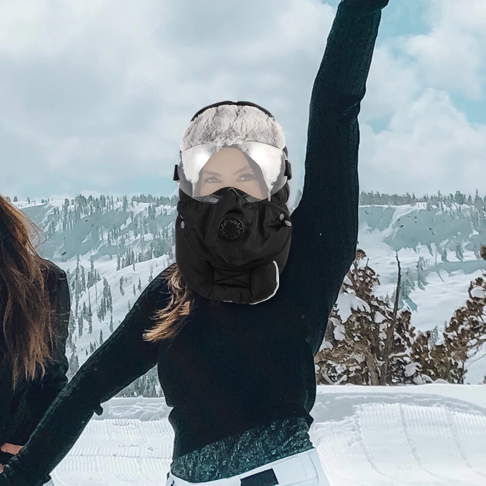 

Cold-proof and Warm Cotton Hat Winter Riding Ear Protective Men Beanie Adjustable Windproof Face Thicken Ski Weather Headgear