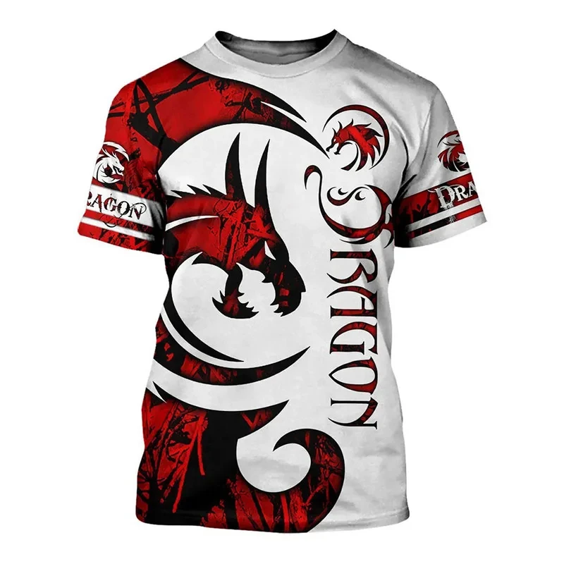 2024 T Shirts For Men New Fashion Oversized Tops Unisex Dragon Graphic 3D Print T-shirt Summer Casual O Neck Short-sleeved Tops view 2