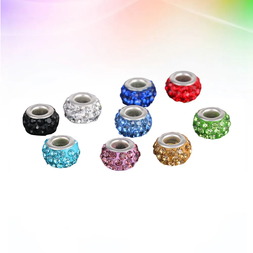 

100 шт. блестящих стеклянных бусин со стразами с большим отверстием для изготовления украшений своими руками, подарок для друзей и семьи, наборы для бисероплетения