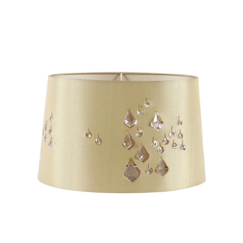 

Engraved table lamp lampshade Customized beige silk cloth E27 screw or medium hole 10.5 round iron meson lampshade