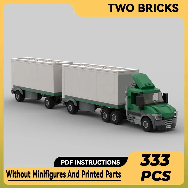 Moc Building Bricks City Car Model Cargo Truck Double Trailer Technology Modular Block Gifts Toys For Children DIY Sets Assembly