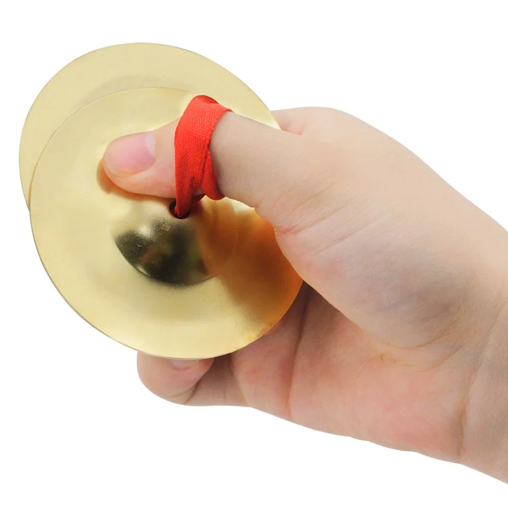 

1Pair of Golden Finger Cymbals Mini Musical Instruments for Dancers Party Rhythm Maker Finger Zills Crisp Sound