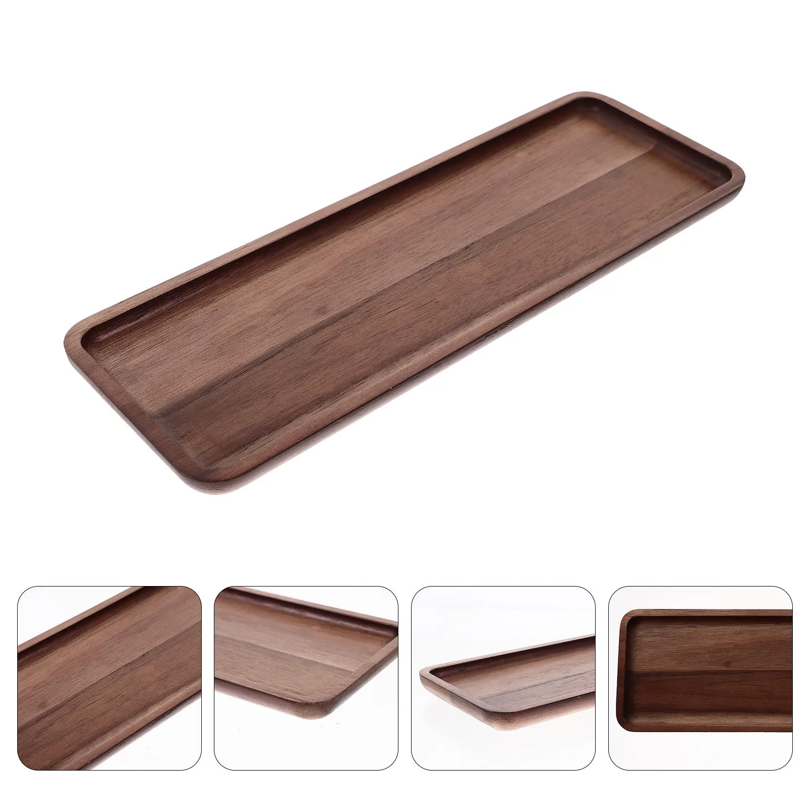 

Walnut Wood Serving Tray Rectangular Kitchen Fruit Snack Plate for Breakfast Dinner Rustic Style Household Food Serving Tray