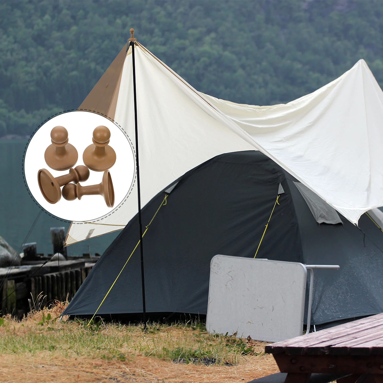 

4Pcs Outdoor Tent Pole Tips Tpr Non Slip Pyramid Caps Camping Canopy Support Poles Hiking Patio Protector Covers Weatherproof