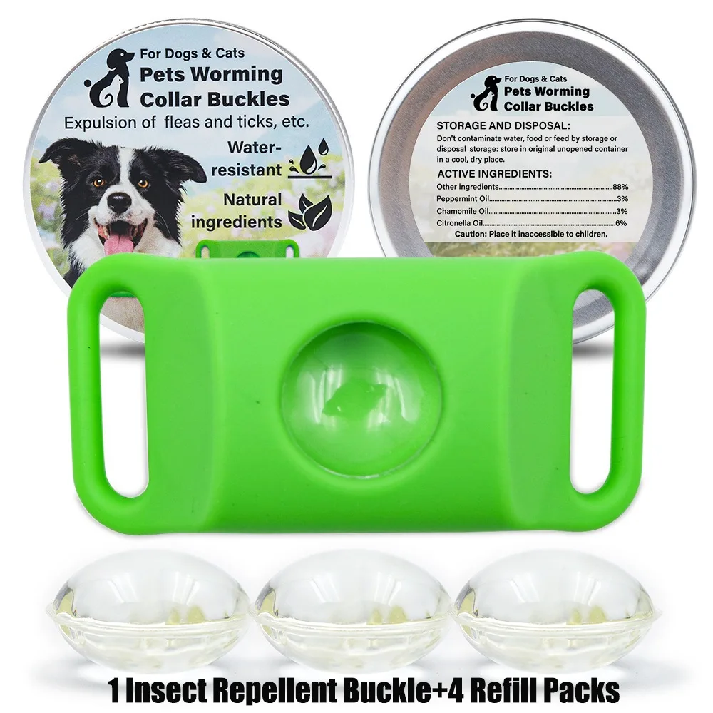 Silicone Pet Insect Repellent Buckle Waterproof Odorless Flea and Tick Collar Adjustable with Refill Pack Flea Collar for Dogs