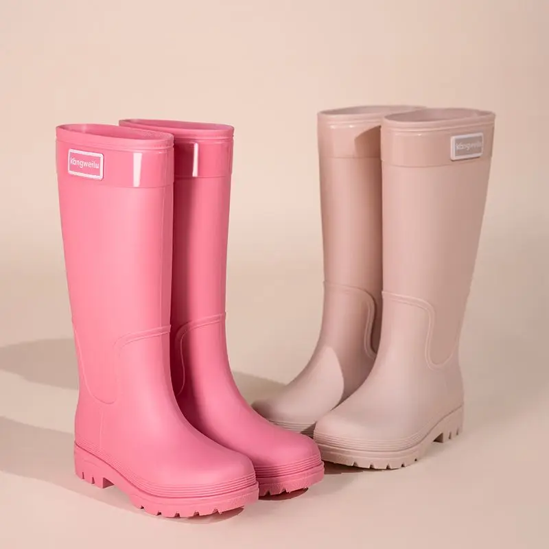 High-top rain boots, women's rain boots, lined adult outer wear, waterproof hiking boots, anti-slip shoes, durable sole
