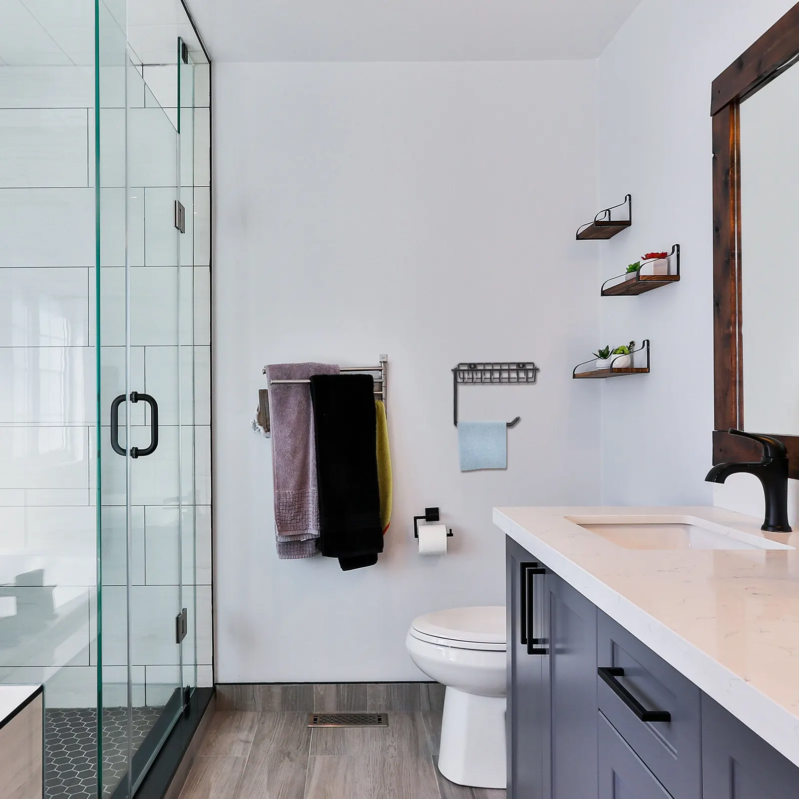 

Wall Mounted Iron Paper Towel Holder Roll Paper Rack Nail Free Heavy Duty Tissue Storage Shelf for Kitchen Bathroom Hotel Modern