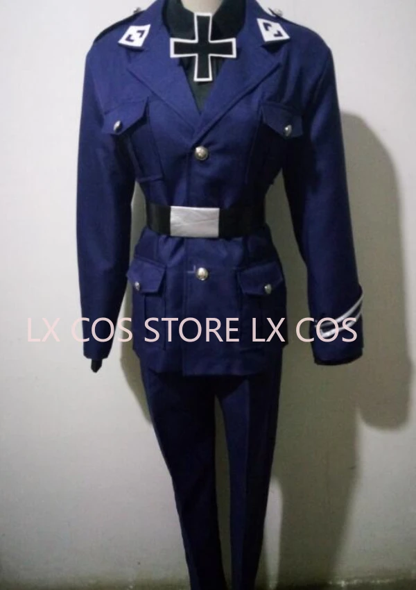 Customized Anime APH Axis powers Hetalia Prussia Cosplay Costume Blue Navy Uniform